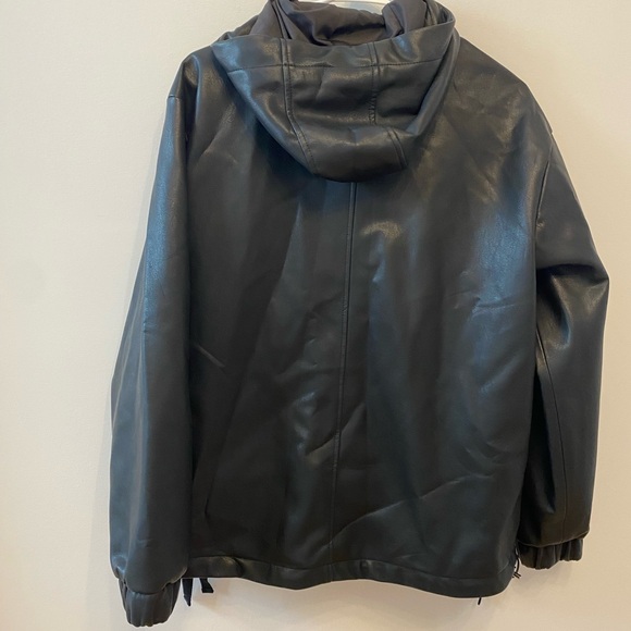Zara Oversized Faux Leather Hooded Jacket - Picture 4 of 8
